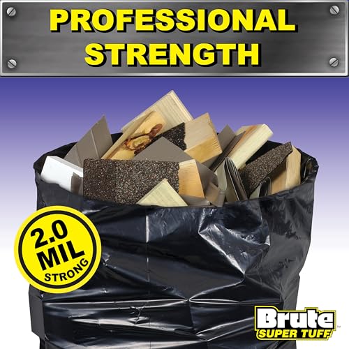 Brute Super Tuff 42 Gallon Contractor Bags, 2.0 Mil, Black, Unscented, 20ct - size: 20 Count (Pack of 1), style: Contractor (42 Gallon)