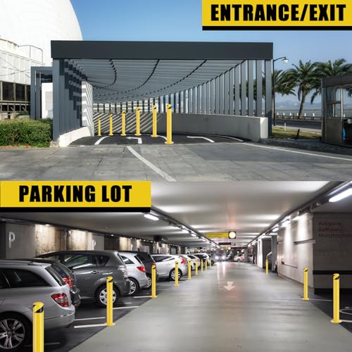 Safety Bollard Post, 36 Inch Height Steel Bollards, 4.5 Inch Diameter Parking Bollard, Yellow Powder Coated Safety Parking Barrier Post, for Traffic Sensitive Areas (36inch 2Pack)