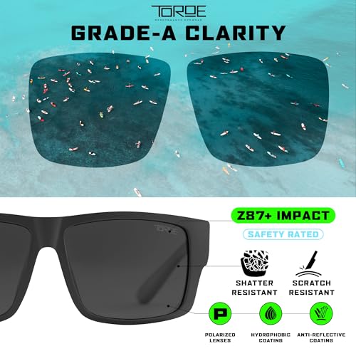TOROE VALLEY Polarized z87+ Men Sunglasses - color: Matte Black | White Emblem | C3