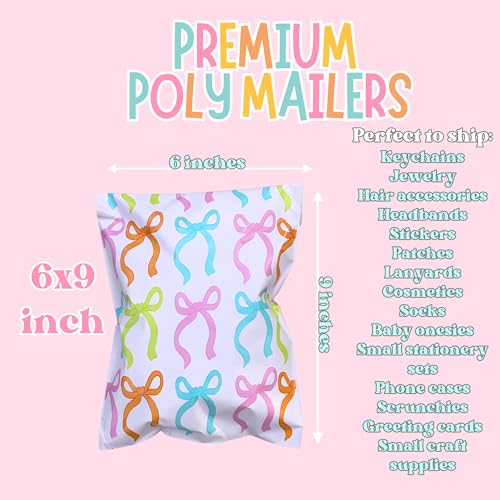 14.5x19 Designer Poly Mailer 100 Pack Heavy Duty Polymailers Waterproof Self Seal Shipping Bags Packaging for Small Business Large Mailing Envelopes Bulk Tear Resistant Packaging Lovely Bows - color: Lovely Bows, size: 14.5x19