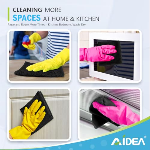 AIDEA Black Microfiber Cleaning Cloth-150PK, Cleaning Rags 12"x12" - color: Black, size: 12in.x12in.