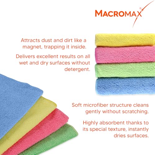 Macro Max Microfiber Cleaning Cloths 150 Pack, Lint Free 11x8in