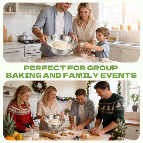 8 PCS Stainless Steel Mixing Bowls 13 Inch 8 Qt Extra Large Metal Basin with Mirror Finish, Heavy-Duty Salad Dough Bowl Kitchen Prep Bowl Dishwasher Safe Dish Tub for Home & Commercial Cooking
