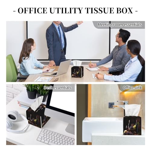 Glasses Wine Grapes Square Tissue Boxes for Bathroom Vanity - color: Glasses Wine Grapes