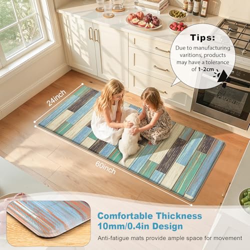 LOKHOM Kitchen Floor Mats, 24x59 Anti Fatigue Cushioned Runner Rug, Teal - color: Teal