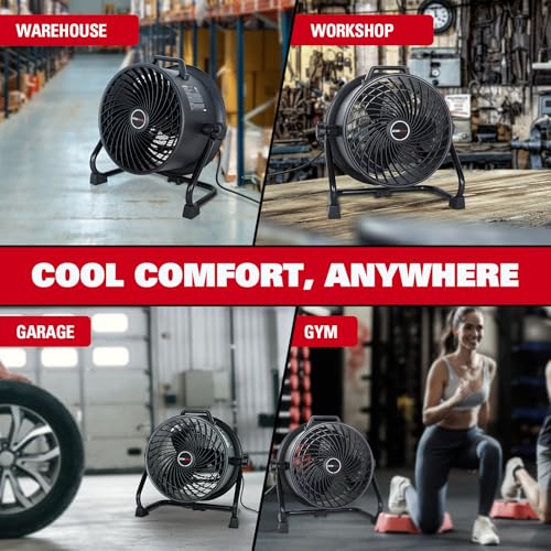 ECOMAX Drum Fan, 16 Inch High Velocity Industrial Shop Fan, Ultra-Quiet - size: 16Inch