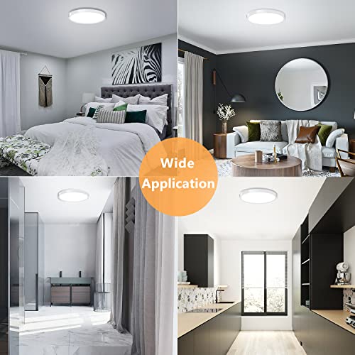 2 Pack LED Flush Mount Ceiling Light Fixture, 9inch Modern LED Ceiling Light 18W 5000K, Low Profile Slim Flat Surface Mount Ceiling Lights for Bedroom Kitchen Hallway Stairwell Basement Closet - color: White, size: 9Inch-2Pack