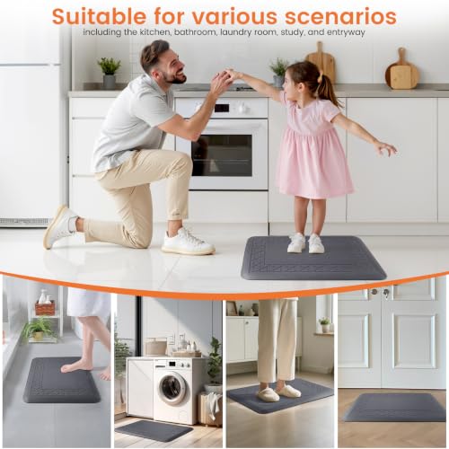 4/5 Inch Thicker Kitchen Mats Anti Fatigue Comfort Mat Standing Desk Rugs - color: Grey, size: 28"L x 17"W x 0.8"Th