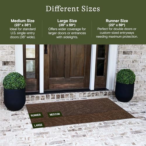 WaterHog Boxwood Front Door Mat Indoor Outdoor Entrance, All-Weather Mats - color: Dark Brown, size: Medium 23"x36" (2’x3’)