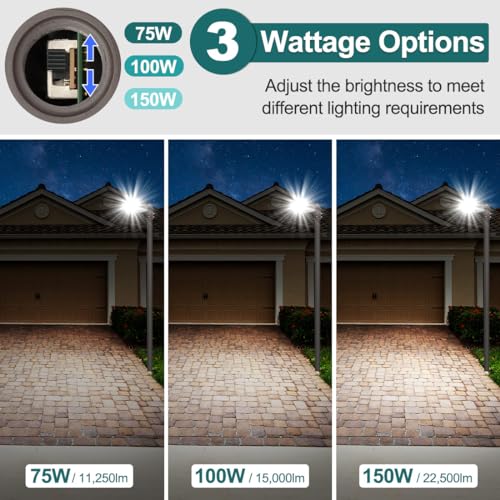 kadision LED Parking Lot Light 150W, Photocell, Slip Fitter Mount, 2 Pack