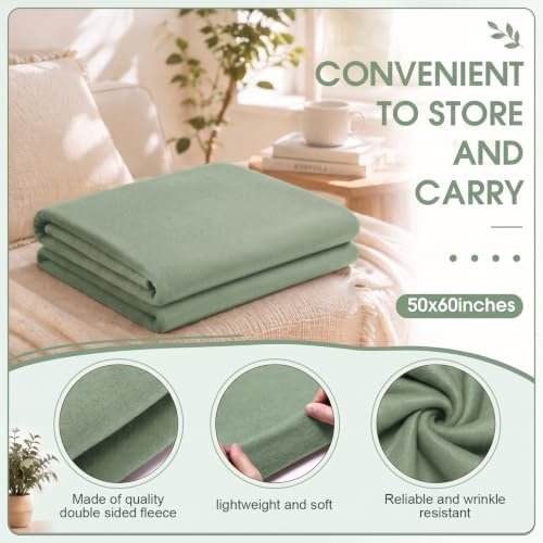 Macarrie 50 Pcs Fleece Blankets Bulk 50 x 60 Inch Soft Fleece Throw Blankets Warm Lightweight for Home Office Wedding Guest Gift Spring Outdoor Camping Travel Homeless Pet Lap Sofa Bed (Green) - color: Green