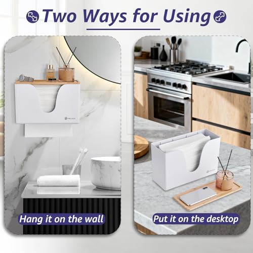 Pollock Paper Towel Dispenser with Lid,Wall Mount or Countertop,White - color: Blk-5857u-white