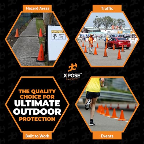 Xpose Safety 12 Inch Orange Traffic Cones, 24-Pack - color: Orange, size: 12" 2lb. Cone