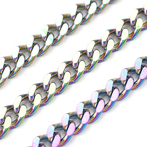 Craftdady 32.8 Feet Stainless Steel Twisted Curb Chain Link Multi-Color Unwelded Cable Cross Chain 4x3mm with Spool for Jewelry Pendant Necklace Bracelet Making - color: Multi-Colors, 10 Meters, 4x3mm
