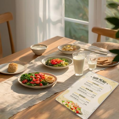PINGEUI 50 Pack 8.5 x 11 Inches Menu Cover Sleeves, 2 View Restaurant Menu Covers, Top-Loading Clear Menu Sleeves for Restaurant Menus and Price Lists