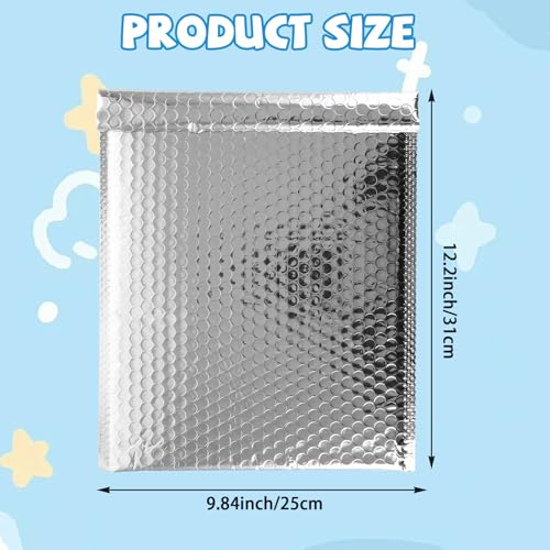 25 PACK Thermal Bubble Mailer 10" x 12" Insulated Shipping Bags Mailing Envelopes Self-adhesive Foil Metallic Shipping Bags for Cold Shipping - size: 10 x 12 inch