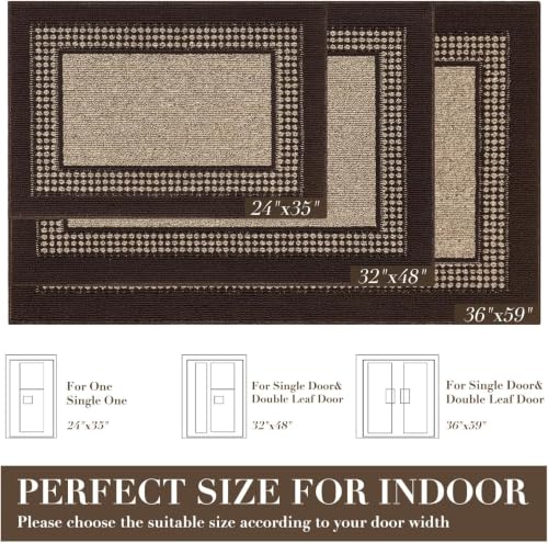 hicorfe Door mat 36"x59",Dirt Trapper Absorbent Non-Slip Welcome mat,Brown - color: Brown, size: 36"x59"(Rectangular)