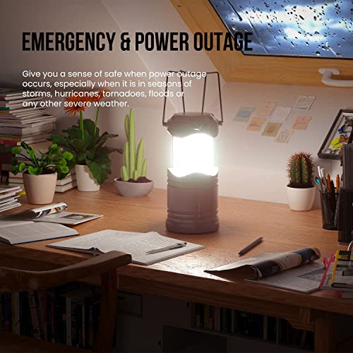 Lichamp LED Camping Lantern, 4 Pack Battery Powered Flashlight for Power Outages, Portable Collapsible Hanging Light Essential for Home, Outdoor, Emergency Lamp Survival Kit Gear for Hurricane, Gray - color: Dark Gray