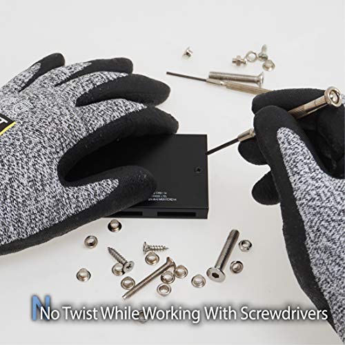 DEX FIT Level 5 Cut Resistant Gloves Cru553, 3D-Comfort Fit, Firm Grip, Thin & Lightweight, Touch-Screen Compatible, Durable, Breathable & Cool, Machine Washable; Grey S (7) 1 Pair - color: Grey, size: Small