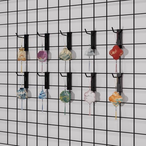 12'' Gridwall Hooks Metal, Black, 25pcs Gridwall Accessories - color: Black, size: 12 Inch