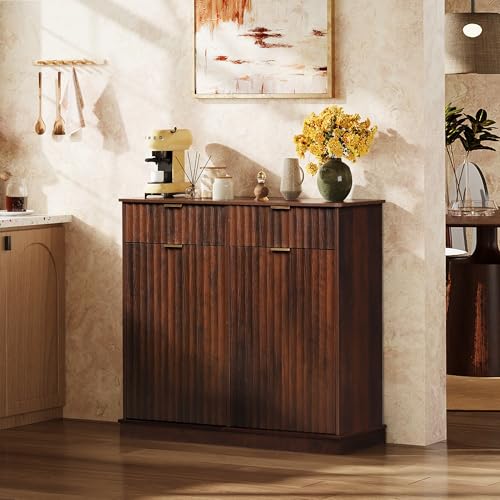 WLIVE 2 * 10 Gallon Double Tilt Out Trash Can Cabinet, Hidden Trash Can Cabinet with Storage Drawers,Food/Clothes Storage Pet Proof Wooden Trash bin Cabinet for Kitchen, Home, Laundry, Brown - color: Brown, size: Double Cabinets without Outlets