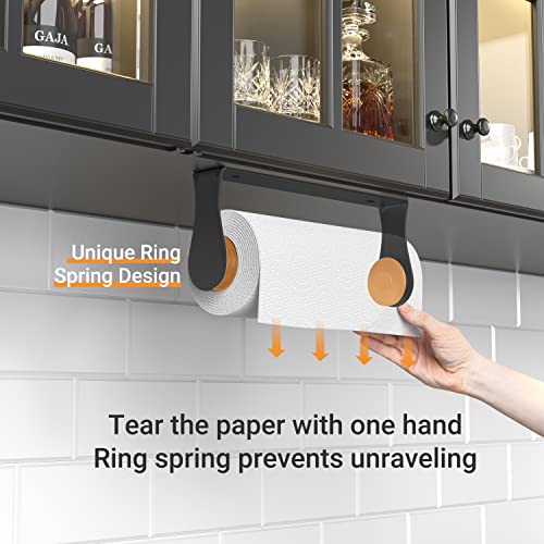 Paper Towel Holder Under Cabinet, One-Hand Tear, Wall Mount or Adhesive - color: Black