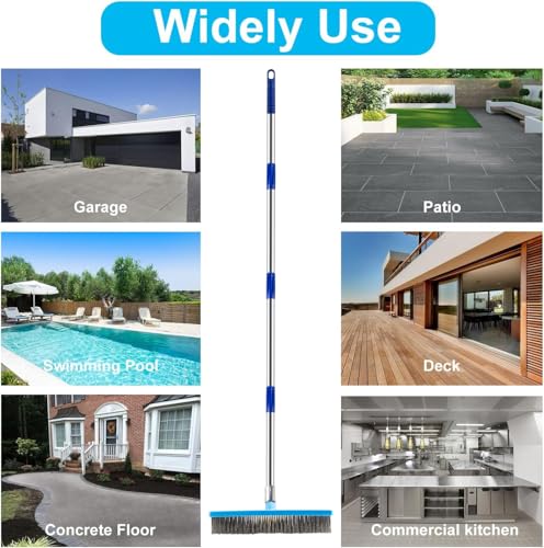 Stainless Steel Deck Scrub Brush 60In Long Handle Heavy Duty Floor Broom