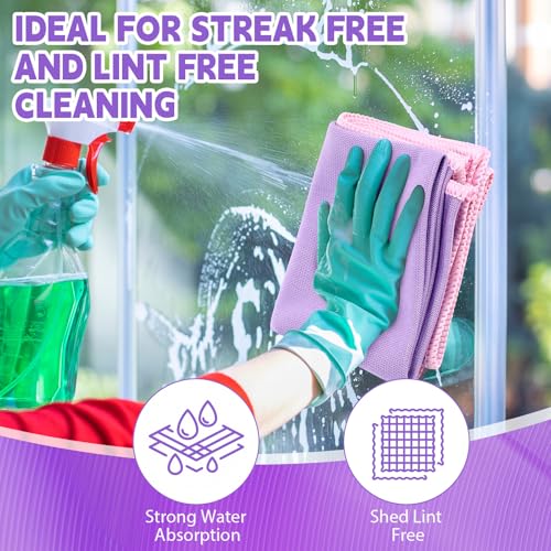 Maxcheck 24 Pack Microfiber Glass Cleaning Cloths, 16" x 16", Purple - color: Purple
