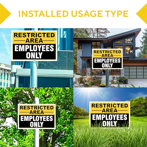 Restricted Area Employees Only Signs Outdoor - Rust Free Aluminium Metal No Entry Sign, UV Protected, Waterproof, Durable Ink Weather Resistant, Easy to Install & Read - 2 Pre-drilled Holes - color: Pack of 1, size: 18"x24"