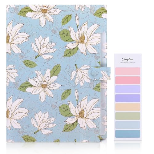 SKYDUE Accordion File Organizer, Floral Expanding File Folders with 5 Pockets, Cute Document Organizer for Paper Bills Receipt Storage, School Office & Hospital Supplies Letter/A4 Size Sky Blue - color: Skyblue