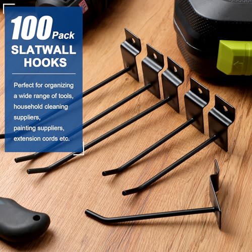 Moxweyeni 100 Slatwall Hooks Display Panel, Black, 4 and 6 Inch - color: Black, size: 4 and 6 Inch