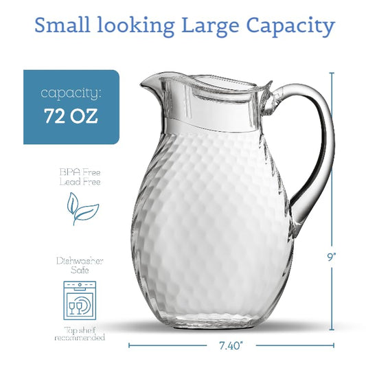 Acrylic Pitcher (72 oz), Clear Plastic, Water Pitcher with Lid, Shatterproof, BPA-Free Clear Pitcher, Ideal for Sangria, Lemonade, Juice, Iced Tea & More - color: 1.5 Gallon Clear