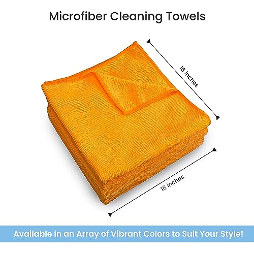 Microfiber Cleaning Towel, 16x16 Orange, Pack of 180 - color: Orange, size: 180 pieces