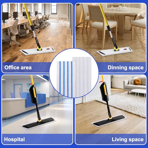 Replacement Disposable Microfiber Pad Fit for Rubbermaid Quick Connect Mop System - 50 Pack Wet & Dry Commercial Cleaning Refills with Scrubbing/Scouring Stripes Fit for Any Flat System 17 and 18 Inch - color: 18 Inch-50pack-blue&white-disposable