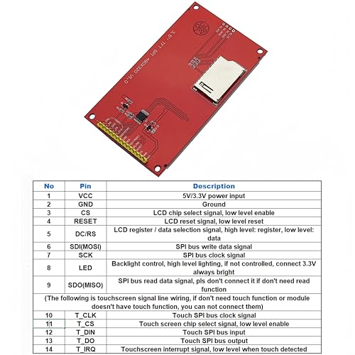 3.5" 480x320 SPI Serial Resistive LCD Touch Panels TFT Display Module ILI9488 with Touch Pen Compatible with Arduino STM32