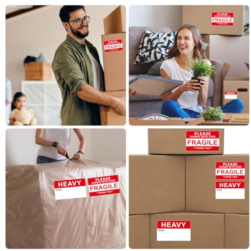 Fragile & Heavy Warning Labels for Moving Boxes with Writing Space