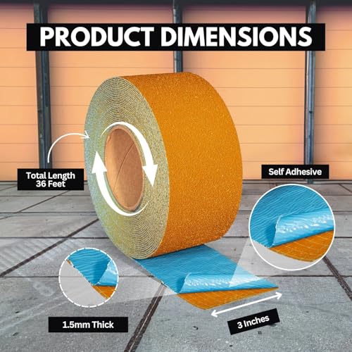 ifloortape DuraMark Reflective Pavement Marking Tape RPT-750 – Slip Resistant, Outdoor Heavy Duty Safety Tape, Rubber Base – Orange, 3 Inch x 36 Ft - color: Orange, size: 3 Inch x 36 Ft