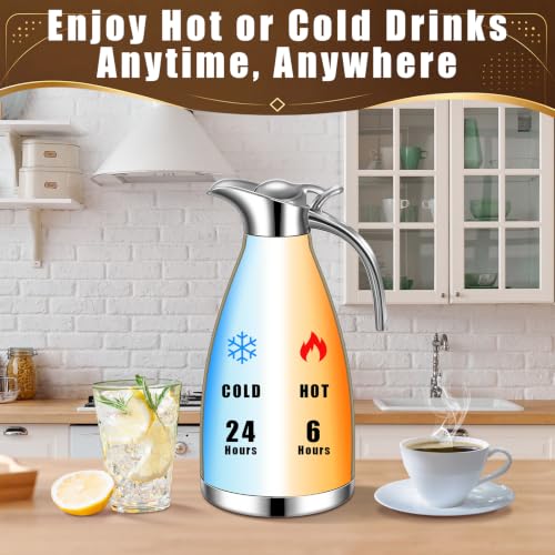 Uiifan 2 Pcs 68oz Thermal Coffee Carafe,Champaign Gold, Sliver - color: Champaign Gold, Sliver