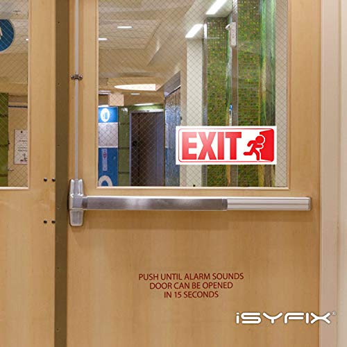 iSYFIX Exit Signs Stickers, 10x4 Inch, 3 Pack, Red & White - color: Red & White