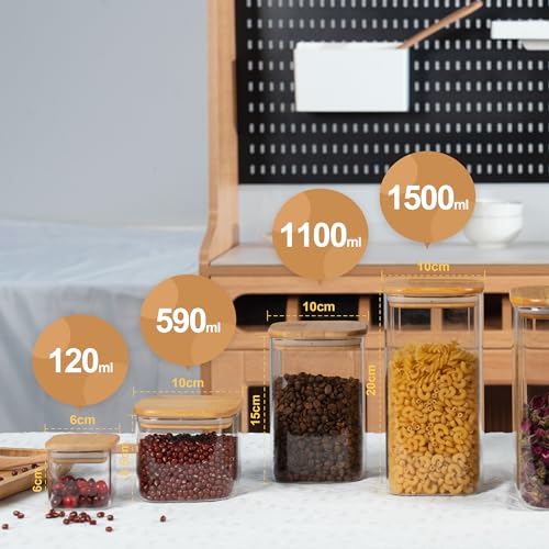 D2scrma 19oz/0.6Qt/550ml Square Glass Storage Containers with Lids 6-Pack - size: 19oz*6