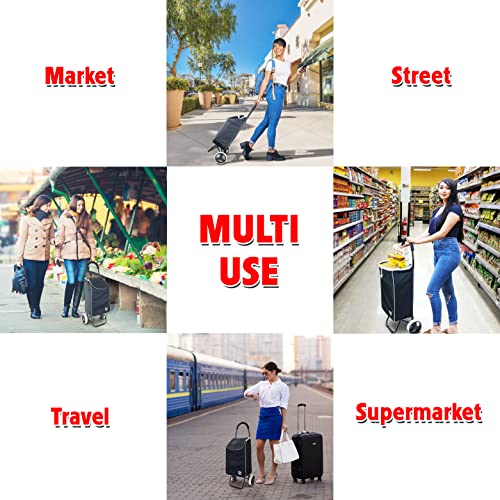dbest Products Trolley Dolly Sport β Foldable Grocery Cart on Wheels β Multi Use Rolling Cart with Removable Bag and Hand Truck Dolly Function, Black - size: Sport