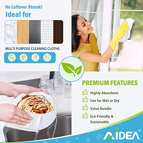 AIDEA White Microfiber Cleaning Cloth 50PK, Absorbent Cleaning Rags 12"x12" - color: White, size: 12in.x12in.