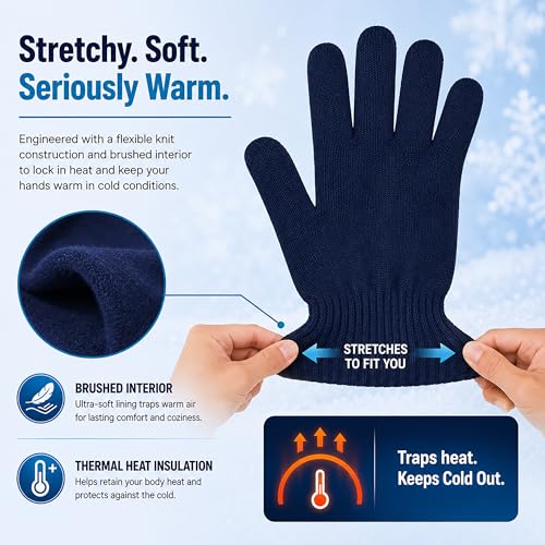 Wholesale Winter Gloves Beanies, Warm Thick Thermal Bulk Case Pack Unisex Men Women - color: Gloves (Pairs) - Assorted Striped