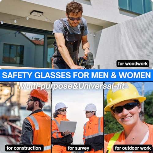 Safety Glasses Ansi Z87.1 Clear Safety Glasses Bulk Impact Scratch Resistant Lens Protective Eyewear for Men Women - color: 12pcs Gray