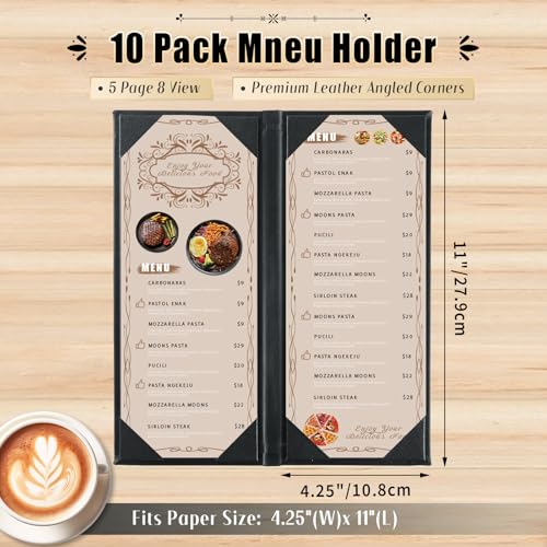 10Pcs 5 Page 8 View Restaurant Menu Covers Holders 4.25" X 11" - size: 5 Page 8 View
