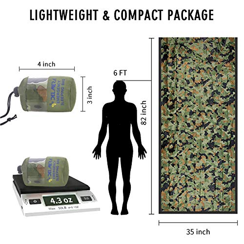 Emergency Sleeping Bag, Lightweight Survival Sleeping Bags Waterproof Thermal Emergency Blanket, Bivy Sack Survival Gear for Outdoor Adventure, Camping, Hiking, Orange, Green - color: Camouflage - 4 Pack