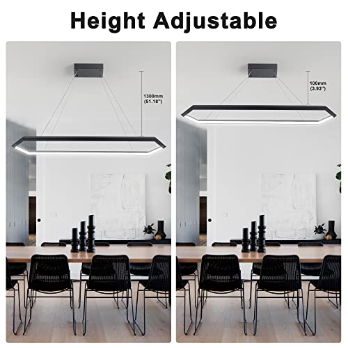 Black Dimmable LED Pendant Light Fixture, Adjustable Hanging Lamp