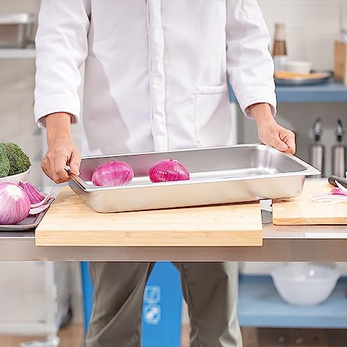 EGGKITPO Full Size Steam Table Pans 6-Pack 2.5 Inch Restaurant Stainless Steel Pan Commercial Catering Food Pan for Commercial Kitchen Supplies - size: 1/1 2.5" deep without lid