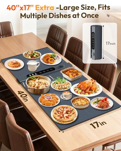 Warming Mat for Food with 3-Zone Independent Control, Extra Large 40"x17"