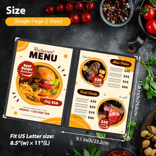 FLKQC 10pcs 2 Page Menu Covers, 4 View 8.5 x 11 Inch Clear PVC Menu Holder - size: 2 page 4 view